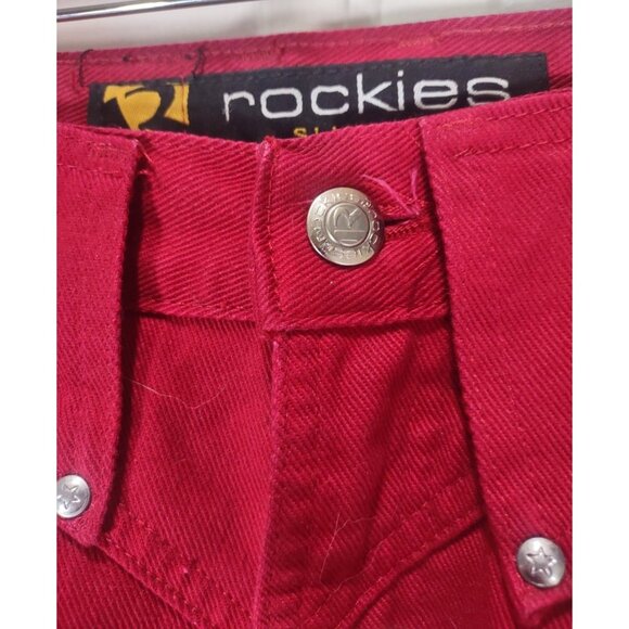 Rockies Jeans Womens 25x33 Rockies Red Denim High Rise Vintage 80s Yoked Studded - Picture 2 of 6